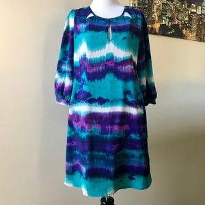 Vestique Boutique Multicolored Purple Teal Dress